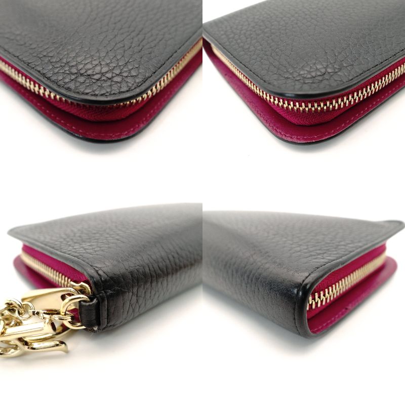 Christian Dior Diorissimo Long Wallet Round Zipper Black Leather 7-11-156