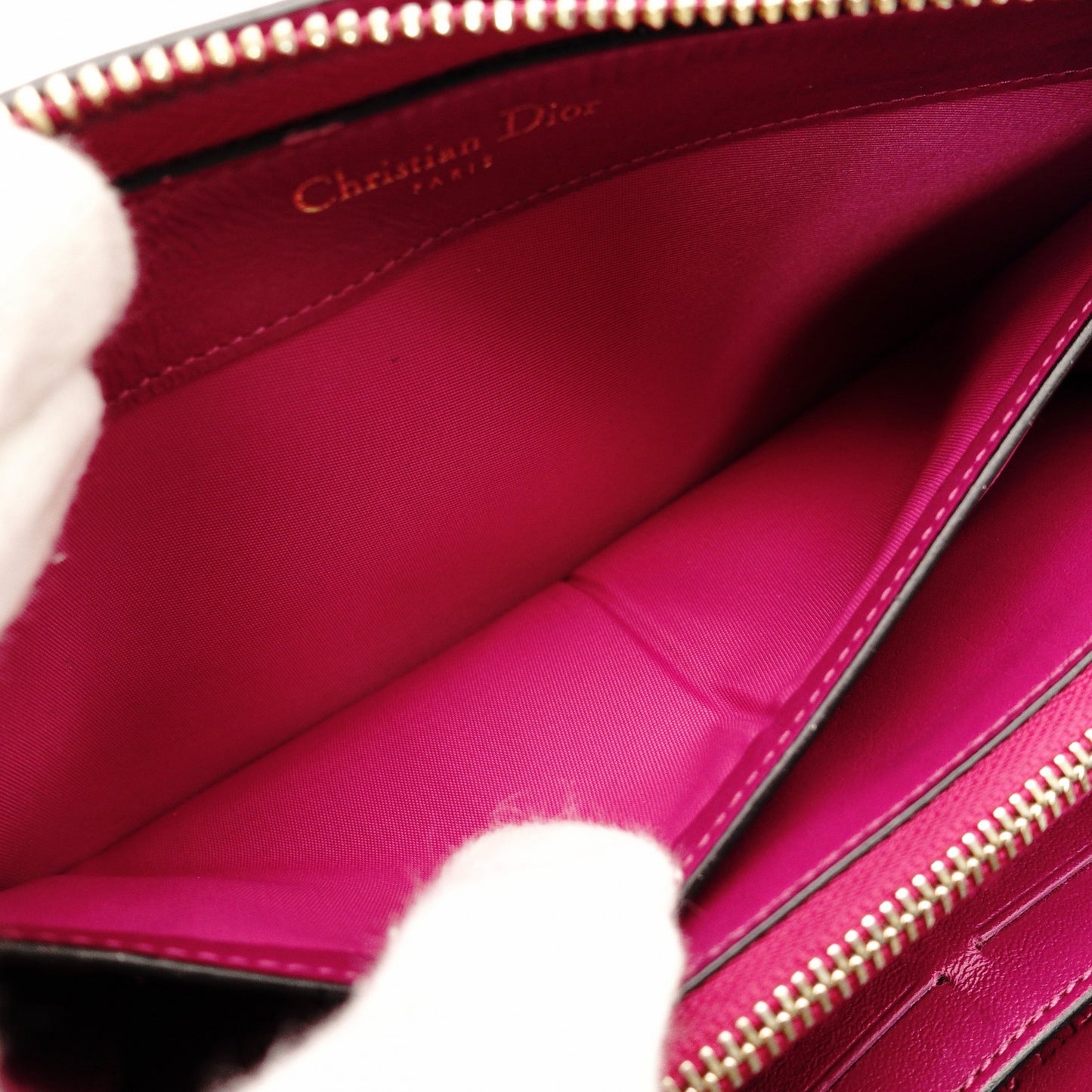 Christian Dior Diorissimo Long Wallet Round Zipper Black Leather 7-11-156