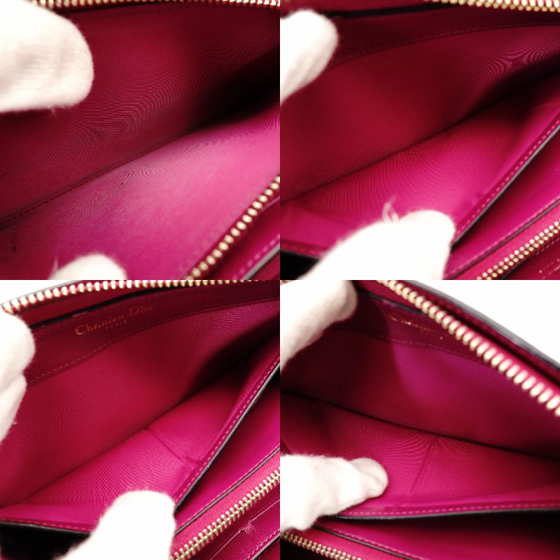 Christian Dior Diorissimo Long Wallet Round Zipper Black Leather 7-11-156