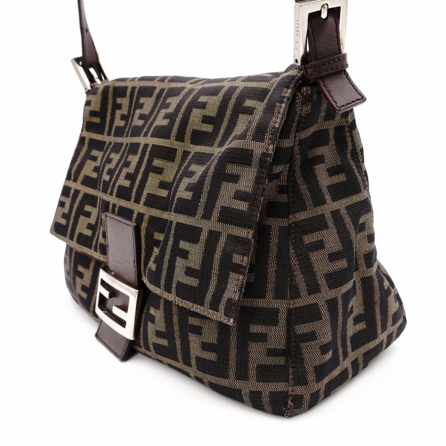 FENDI Mamma Bucket Zucca Shoulder Bag, Canvas, Brown