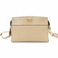 PRADA Promenade Saffiano Leather Shoulder Bag Beige Leather Crossbody Gold Hardware 7-10-1109