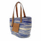 LOEWE Paula's Ibiza Basket Bag Woven Bag Blue × Brown Shoulder Leather Tote Bag Straw 7-11-597