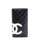CHANEL Cambon Line Long Wallet, Leather, Black