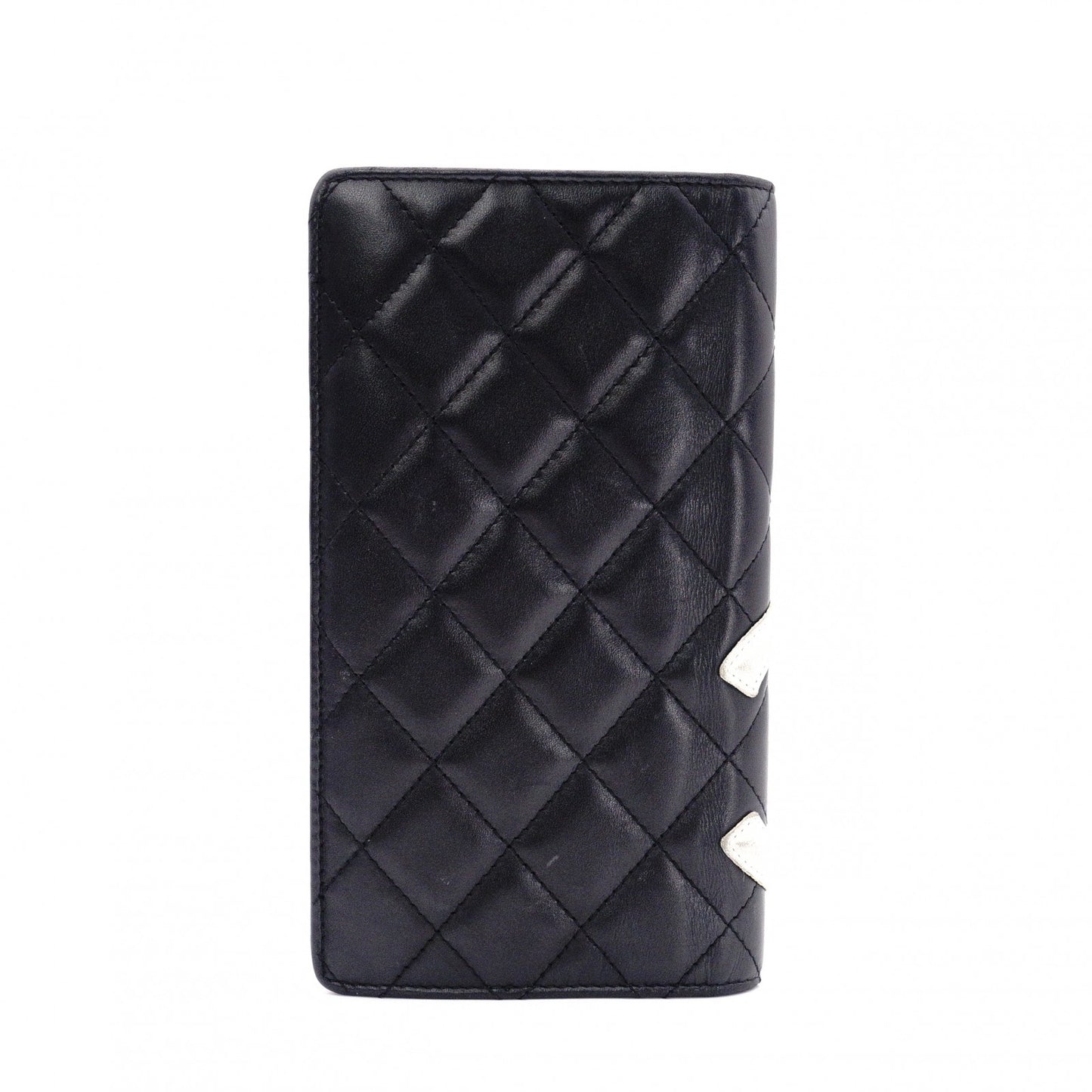 CHANEL Cambon Line Long Wallet, Leather, Black