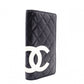 CHANEL Cambon Line Long Wallet, Leather, Black