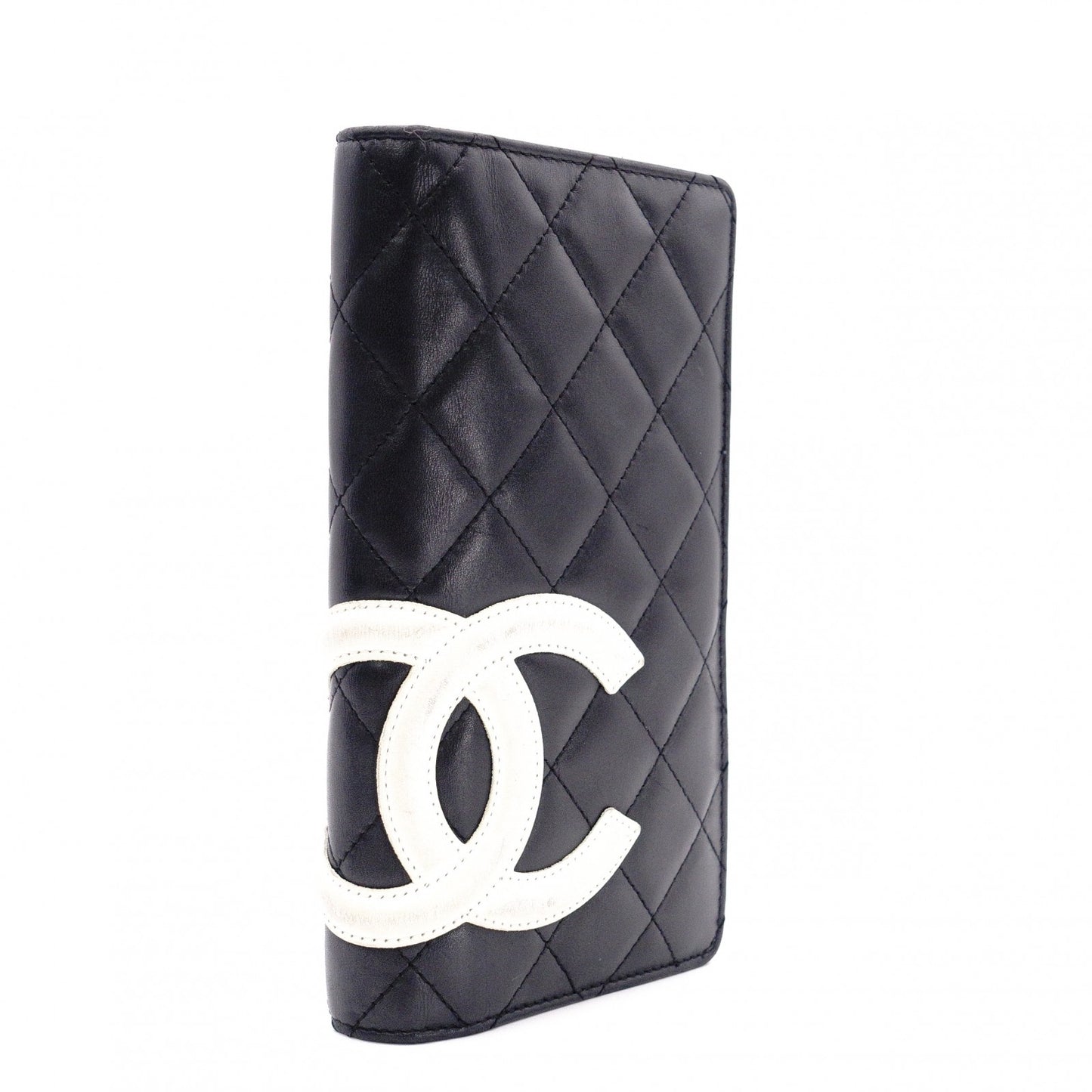 CHANEL Cambon Line Long Wallet, Leather, Black