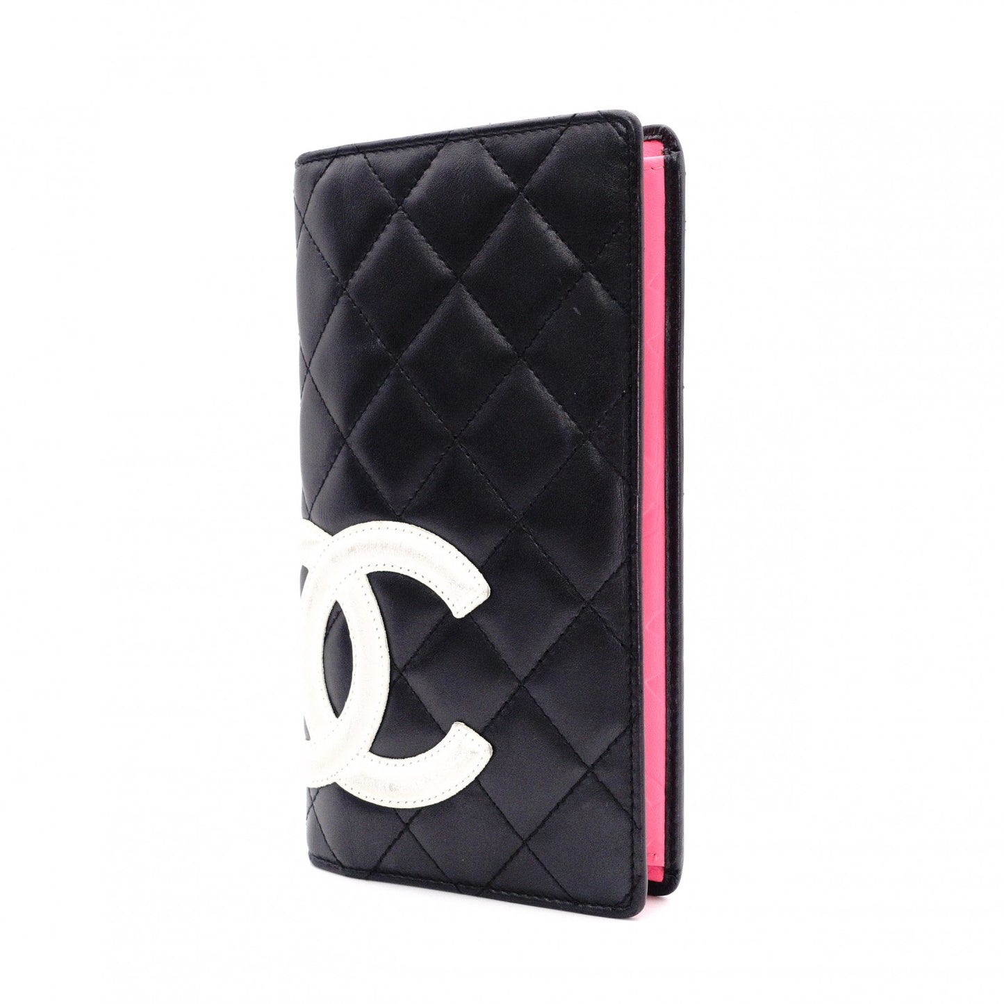 CHANEL Cambon Line Long Wallet, Leather, Black