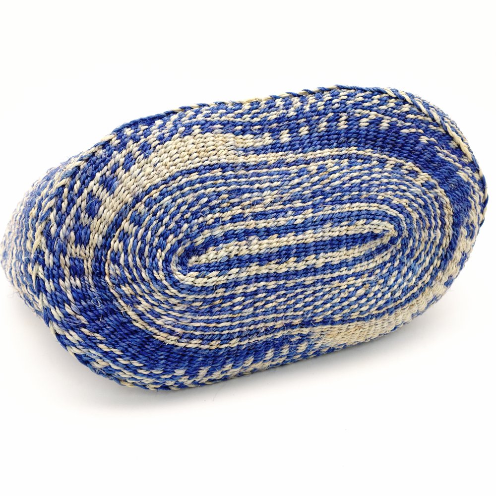 LOEWE Paula's Ibiza Basket Bag Woven Bag Blue × Brown Shoulder Leather Tote Bag Straw 7-11-597