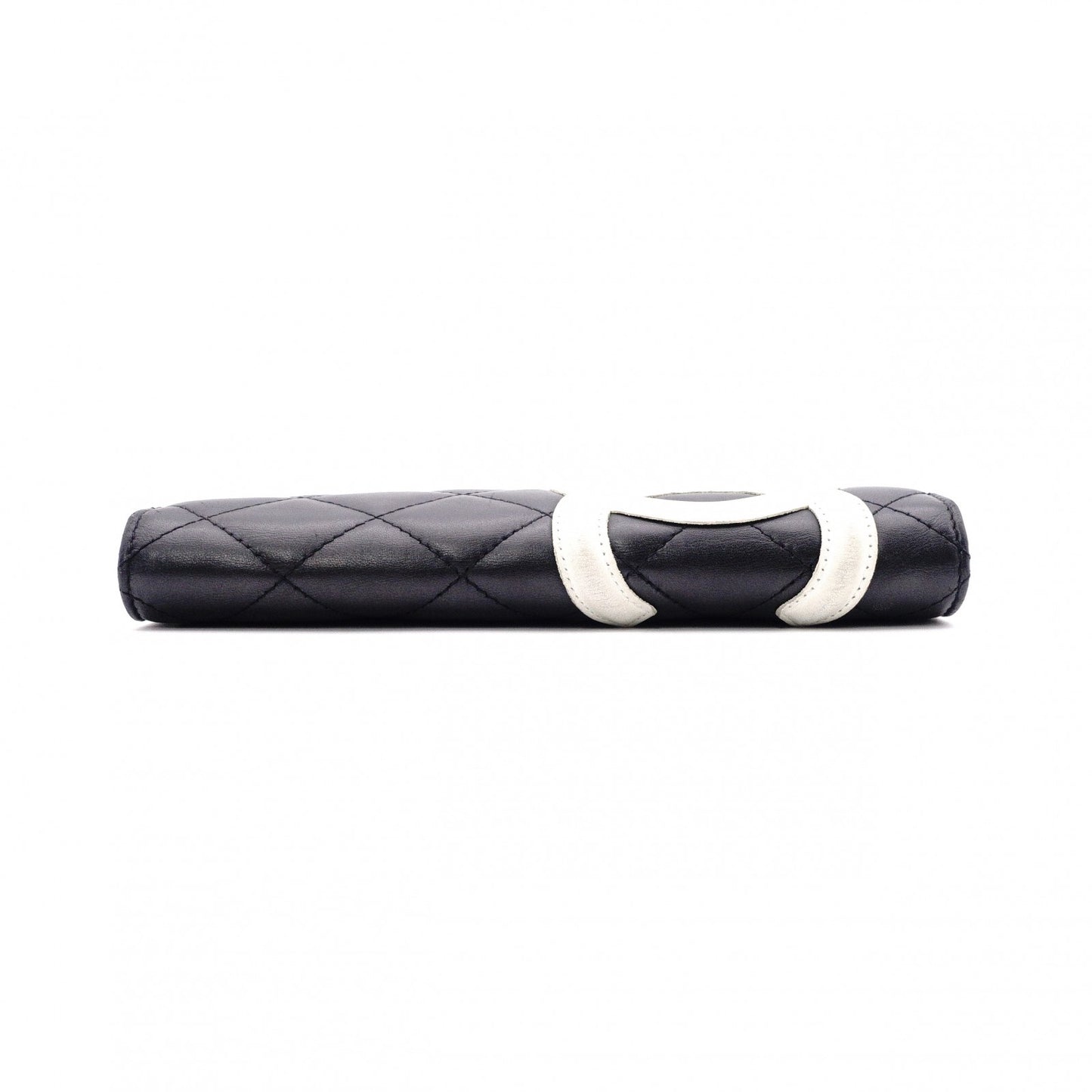 CHANEL Cambon Line Long Wallet, Leather, Black