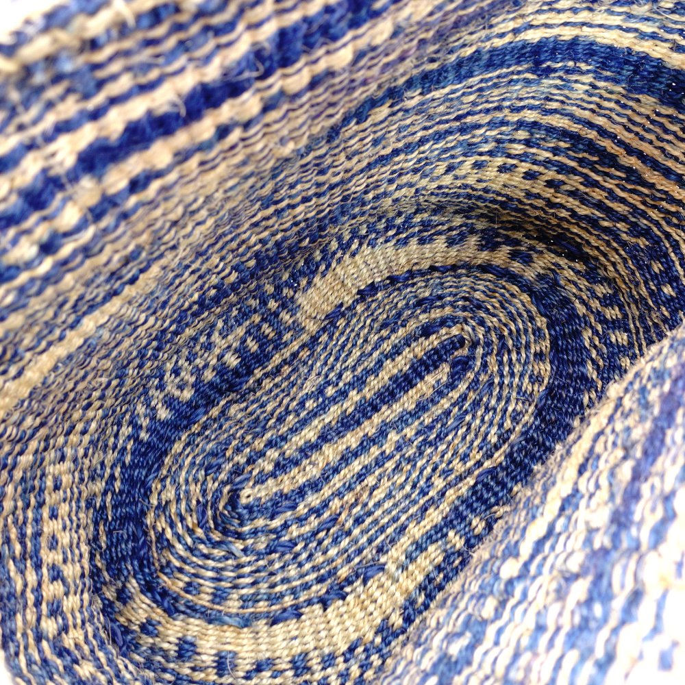 LOEWE Paula's Ibiza Basket Bag Woven Bag Blue × Brown Shoulder Leather Tote Bag Straw 7-11-597