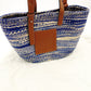 LOEWE Paula's Ibiza Basket Bag Woven Bag Blue × Brown Shoulder Leather Tote Bag Straw 7-11-597