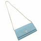 PRADA Saffiano Leather Chain Wallet Shoulder Bag Leather Blue Gold Hardware 7-11-626