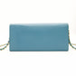 PRADA Saffiano Leather Chain Wallet Shoulder Bag Leather Blue Gold Hardware 7-11-626