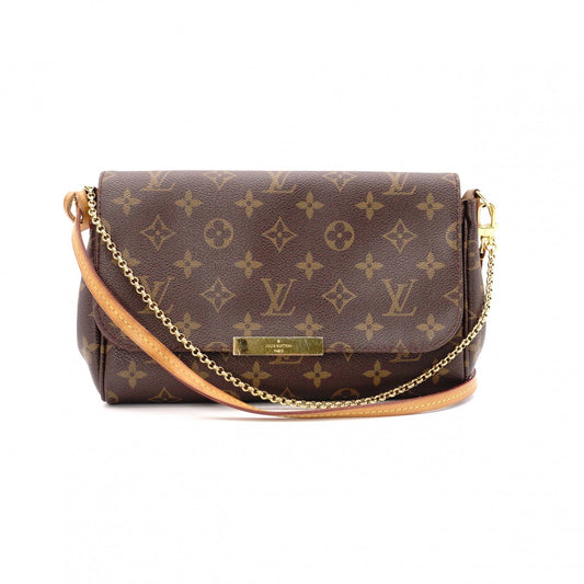 LOUIS VUITTON Favorit MM Damier Ébène Shoulder Bag, Leather and PVC, Brown