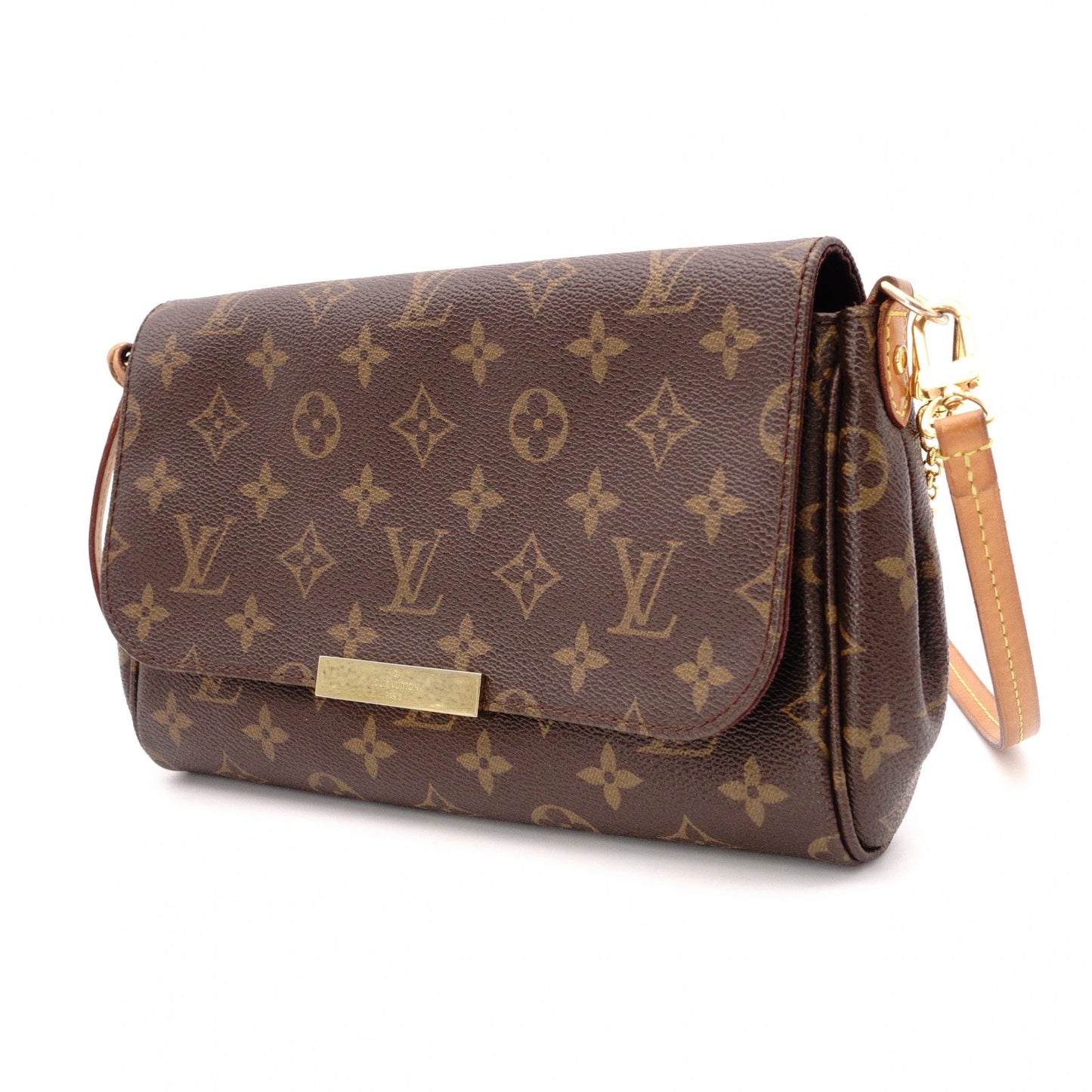 LOUIS VUITTON Favorit MM Damier Ébène Shoulder Bag, Leather and PVC, Brown