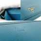 PRADA Saffiano Leather Chain Wallet Shoulder Bag Leather Blue Gold Hardware 7-11-626