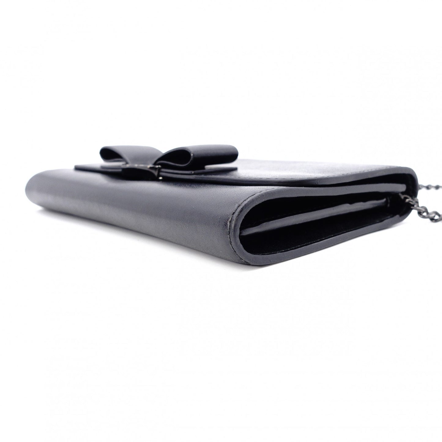 Salvatore Ferragamo Vara Wallet Chain, Leather, Black