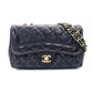 CHANEL Matelassé Chain Shoulder Bag Lambskin Navy Leather Gold Hardware CC Logo Crossbody 7-9-593