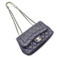 CHANEL Matelassé Chain Shoulder Bag Lambskin Navy Leather Gold Hardware CC Logo Crossbody 7-9-593