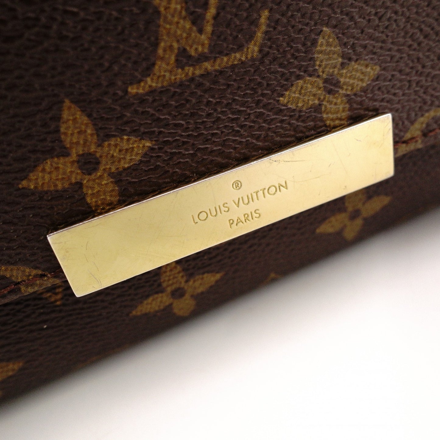 LOUIS VUITTON Favorit MM Damier Ébène Shoulder Bag, Leather and PVC, Brown
