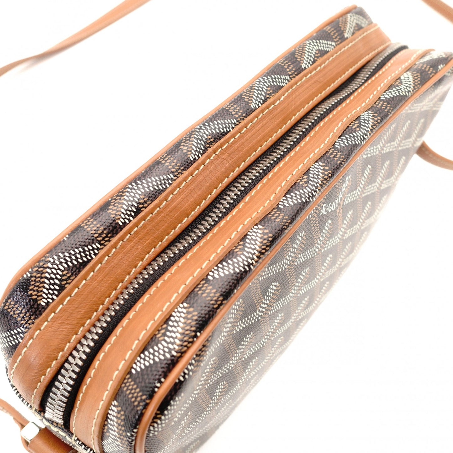 Goyard Cup Vert Shoulder Bag PVC Leather Black × Brown Crossbody 7-11-653