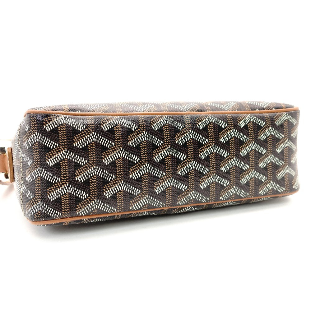 Goyard Cup Vert Shoulder Bag PVC Leather Black × Brown Crossbody 7-11-653