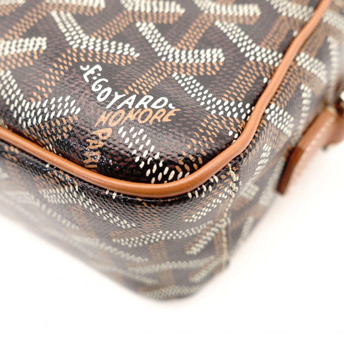 Goyard Cup Vert Shoulder Bag PVC Leather Black × Brown Crossbody 7-11-653