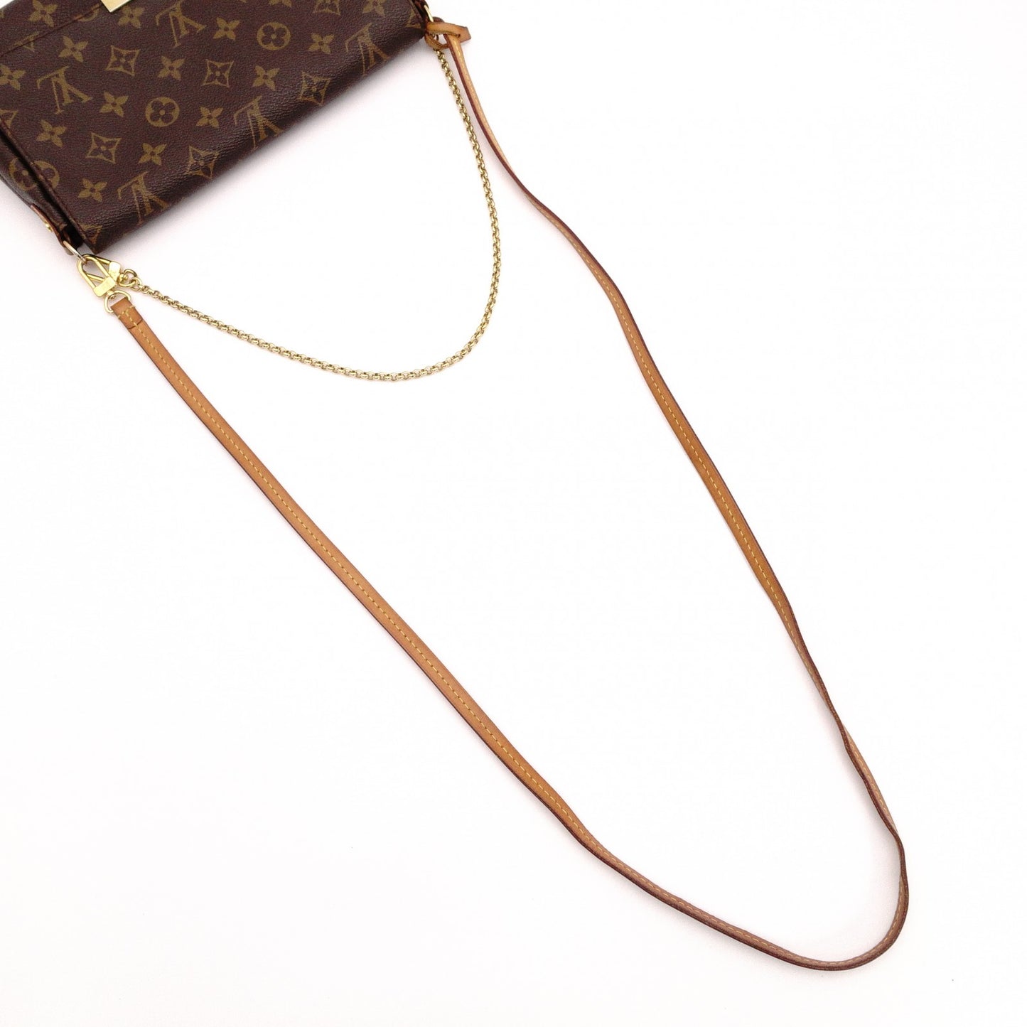 LOUIS VUITTON Favorit MM Damier Ébène Shoulder Bag, Leather and PVC, Brown
