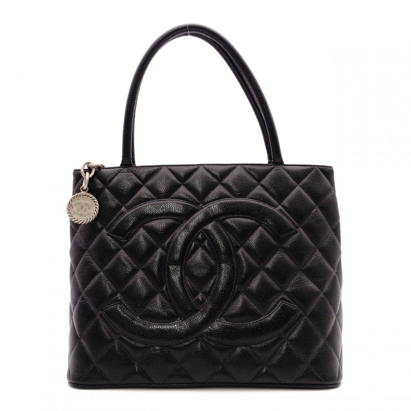 CHANEL Reissue Tote, Caviar Leather, Matelassé Tote Bag, Silver Hardware, Black