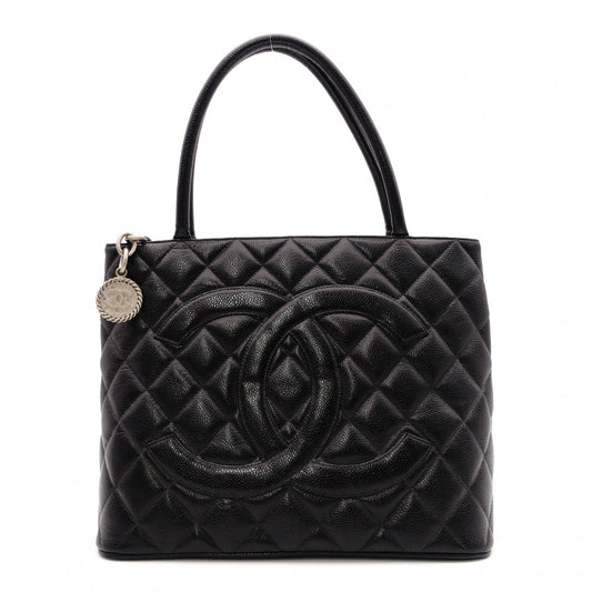 CHANEL Reissue Tote, Caviar Leather, Matelassé Tote Bag, Silver Hardware, Black