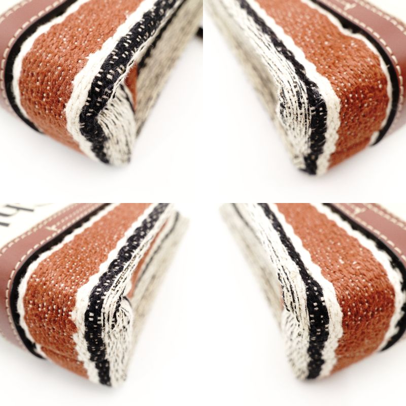 Chloe Woody Small Handbag 2-Way Canvas Beige × Brown Crossbody 7-11-646