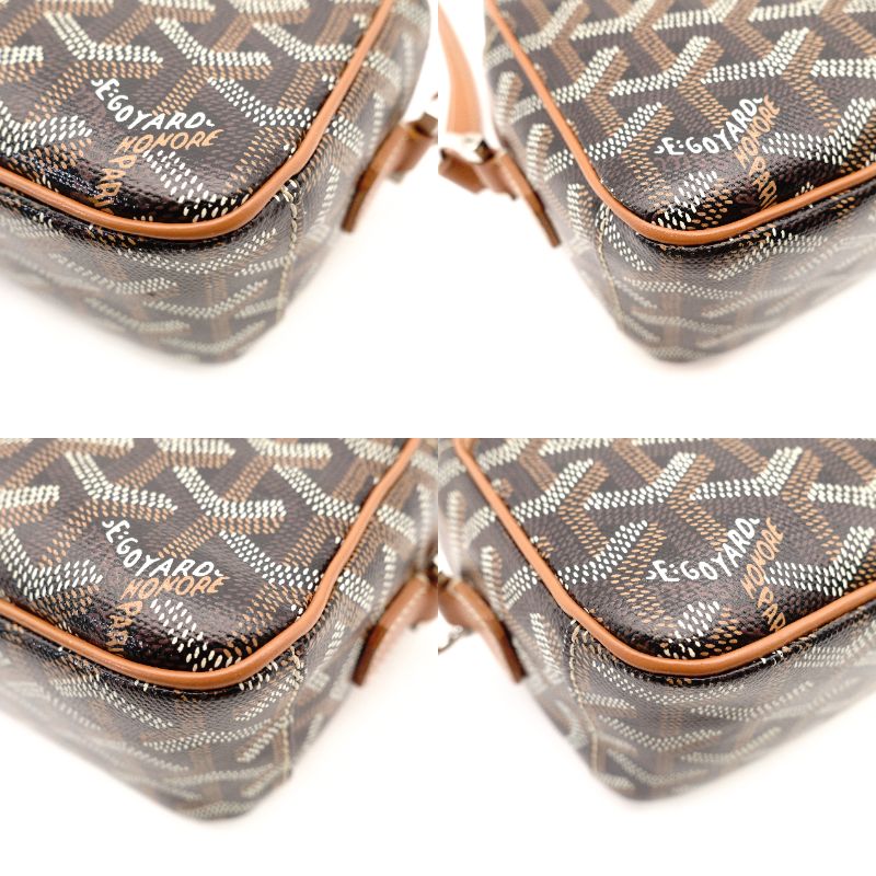 Goyard Cup Vert Shoulder Bag PVC Leather Black × Brown Crossbody 7-11-653