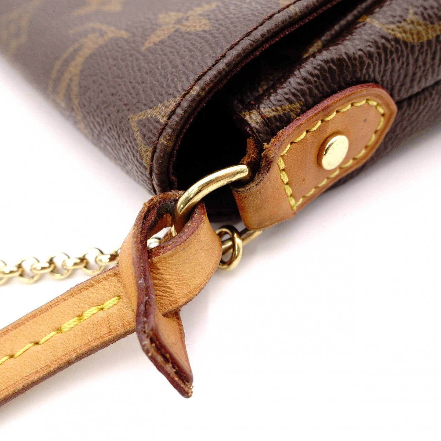 LOUIS VUITTON Favorit MM Damier Ébène Shoulder Bag, Leather and PVC, Brown