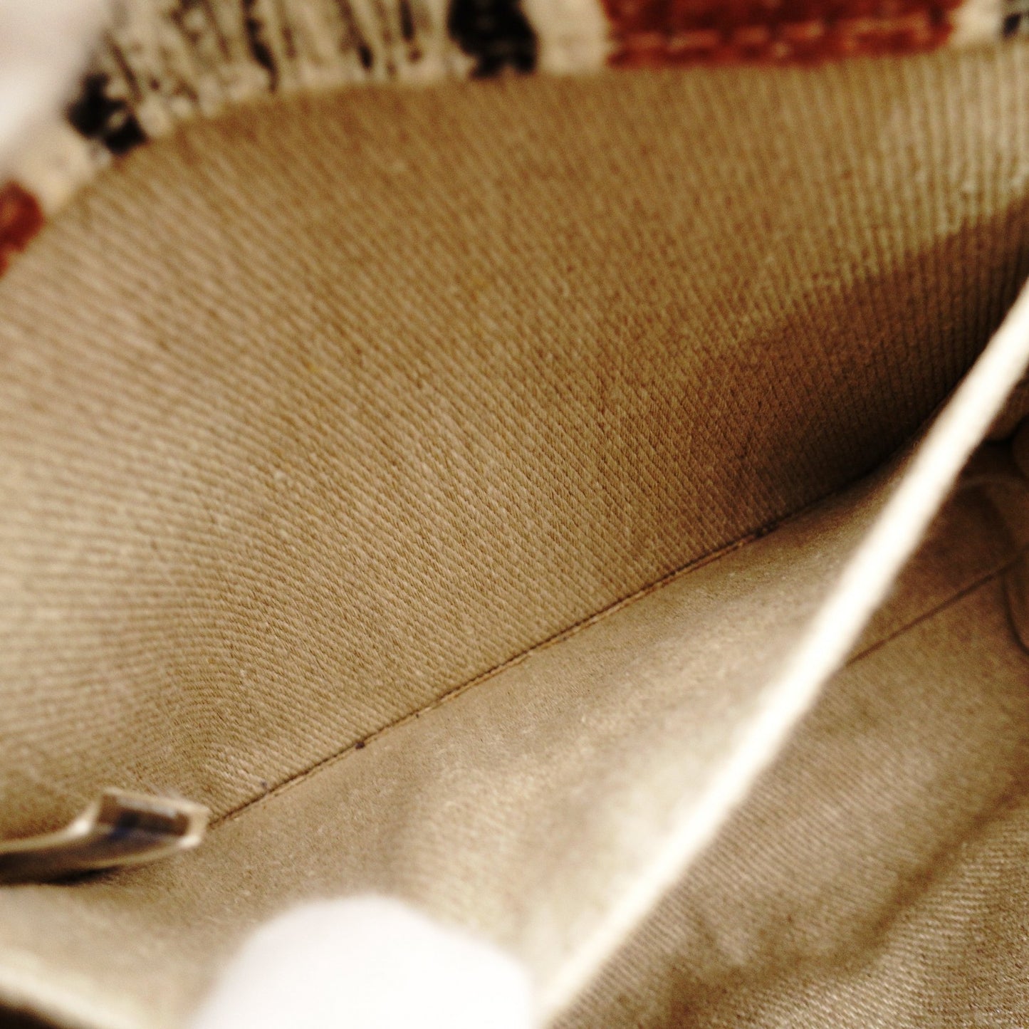 Chloe Woody Small Handbag 2-Way Canvas Beige × Brown Crossbody 7-11-646