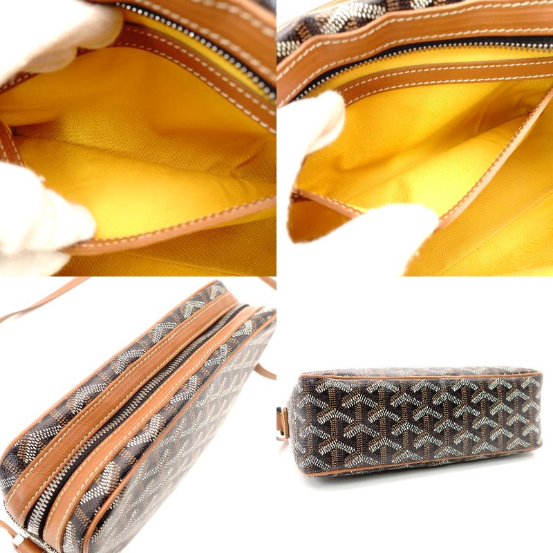 Goyard Cup Vert Shoulder Bag PVC Leather Black × Brown Crossbody 7-11-653