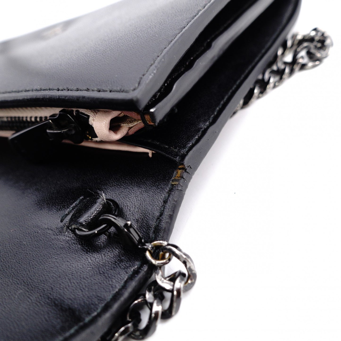 Salvatore Ferragamo Vara Wallet Chain, Leather, Black