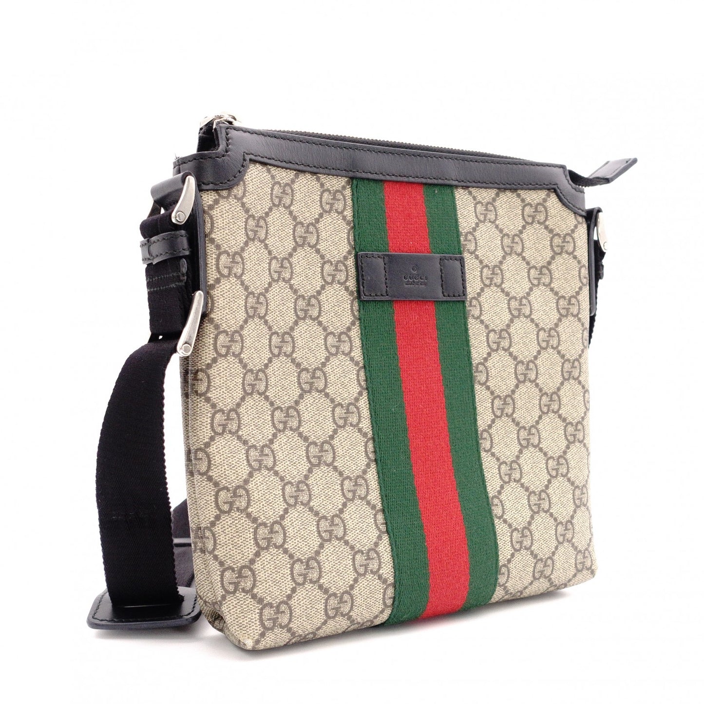 GUCCI GG Supreme Shoulder Bag, PVC and Canvas, Beige, Crossbody