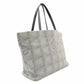 CHANEL New Neutra Tote Bag Nylon Gray Shoulder Bag Leather 7-10-379