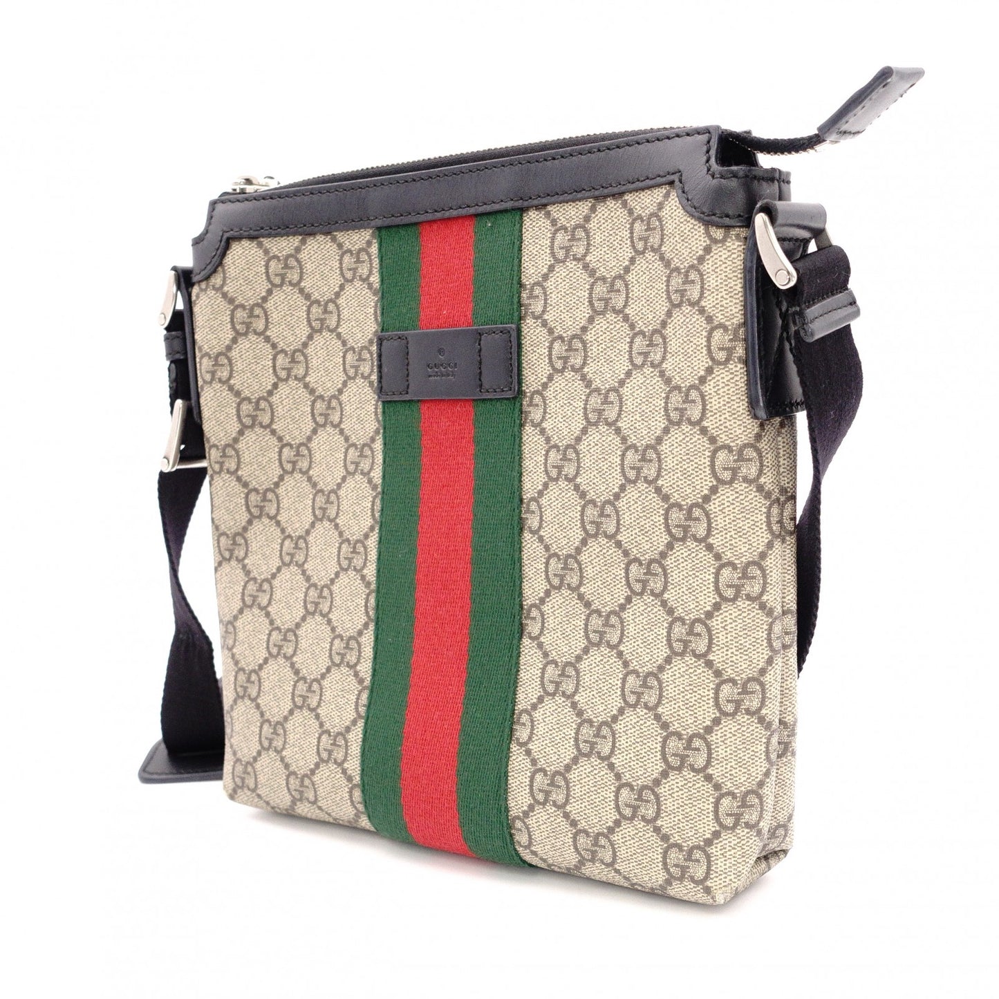 GUCCI GG Supreme Shoulder Bag, PVC and Canvas, Beige, Crossbody