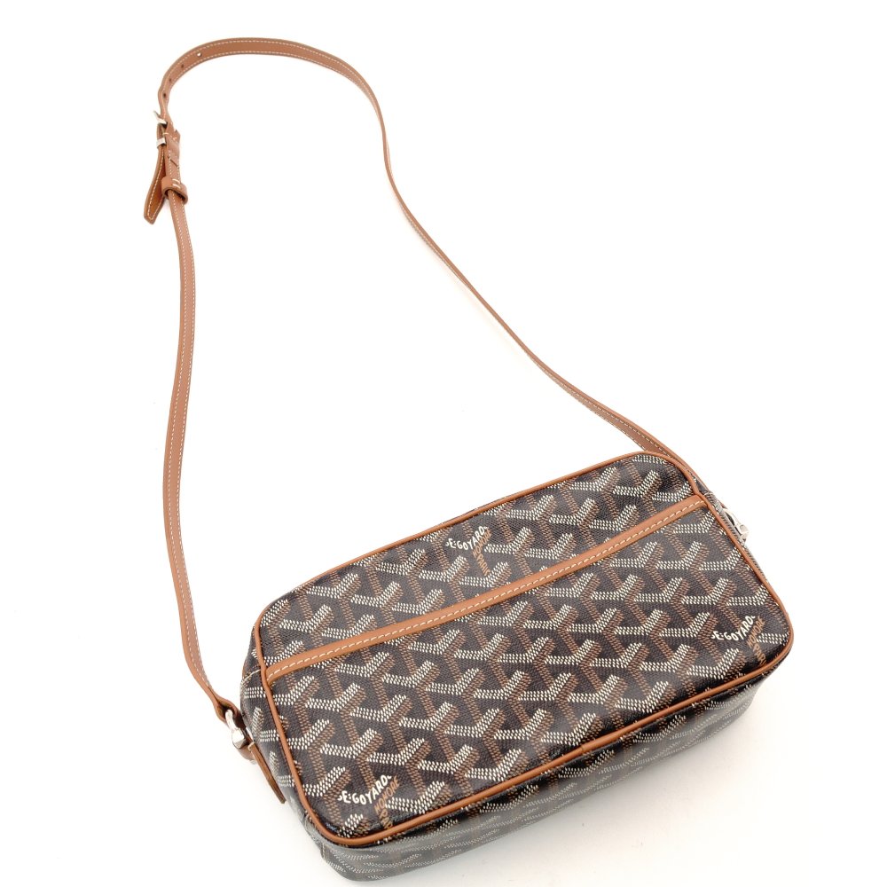Goyard Cup Vert Shoulder Bag PVC Leather Black × Brown Crossbody 7-11-653