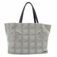 CHANEL New Neutra Tote Bag Nylon Gray Shoulder Bag Leather 7-10-379