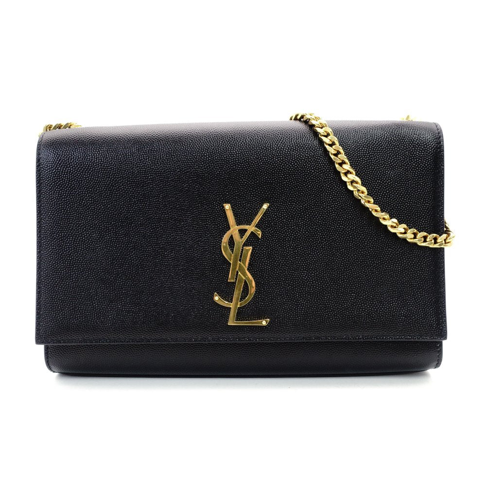 Saint Laurent Kate Medium Chain Shoulder Bag Black Leather Black Gold Hardware Crossbody 7-11-825