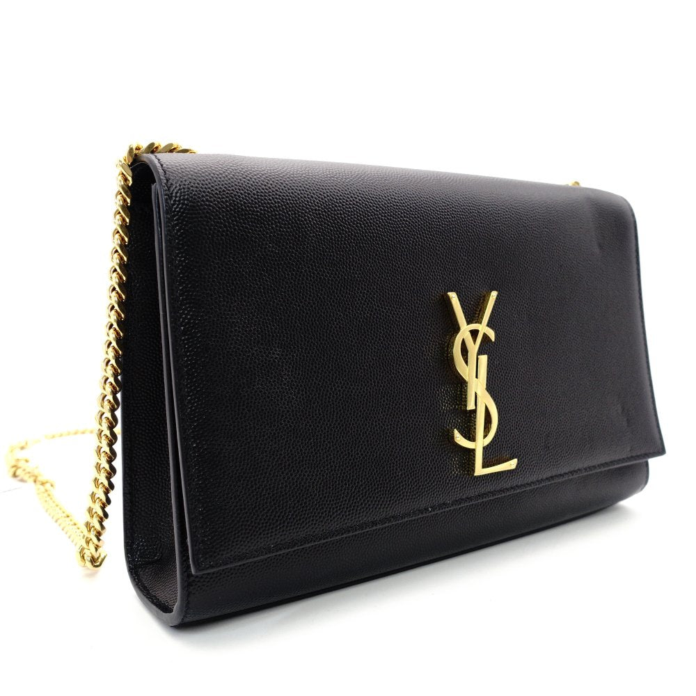 Saint Laurent Kate Medium Chain Shoulder Bag Black Leather Black Gold Hardware Crossbody 7-11-825