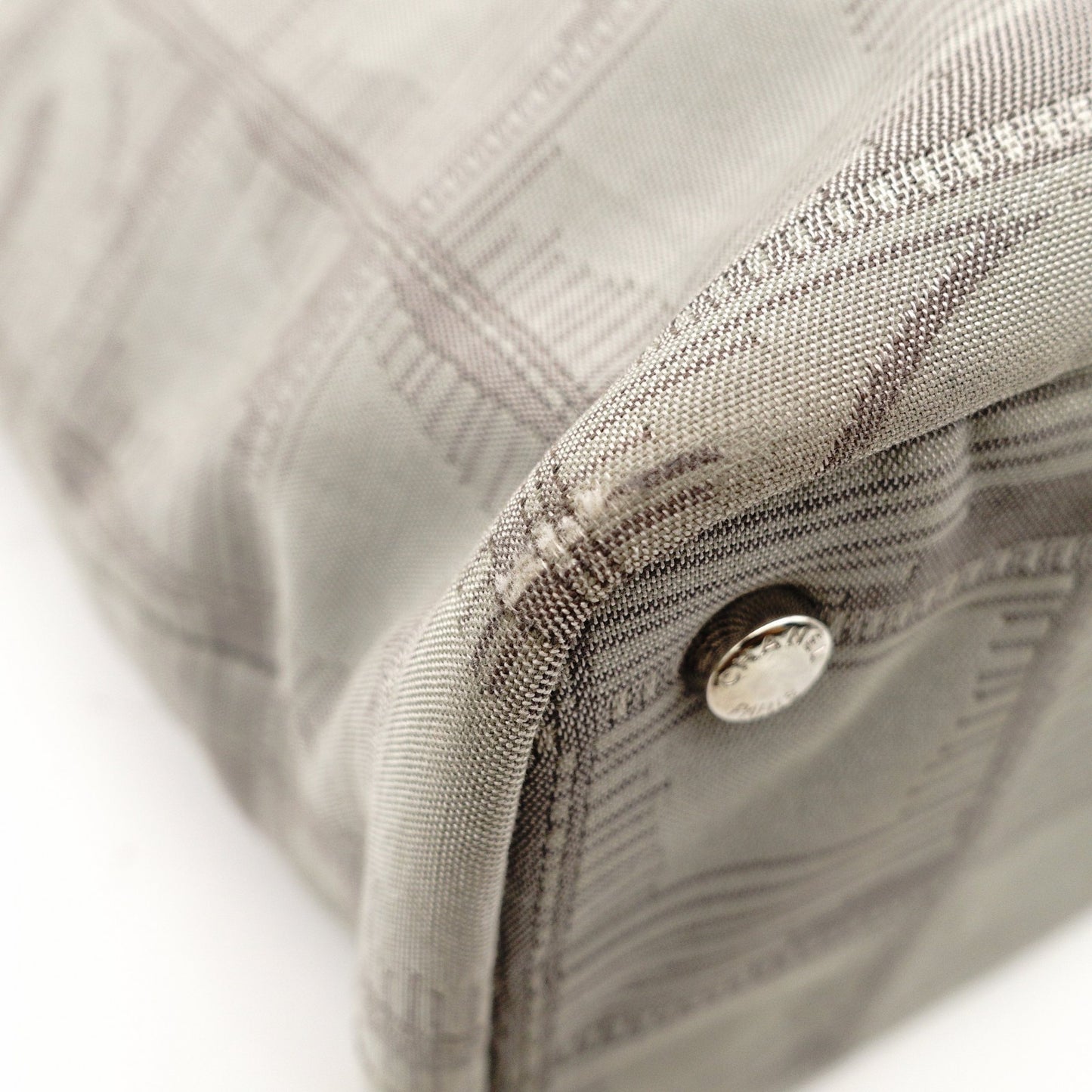 CHANEL New Neutra Tote Bag Nylon Gray Shoulder Bag Leather 7-10-379