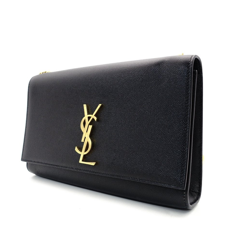 Saint Laurent Kate Medium Chain Shoulder Bag Black Leather Black Gold Hardware Crossbody 7-11-825
