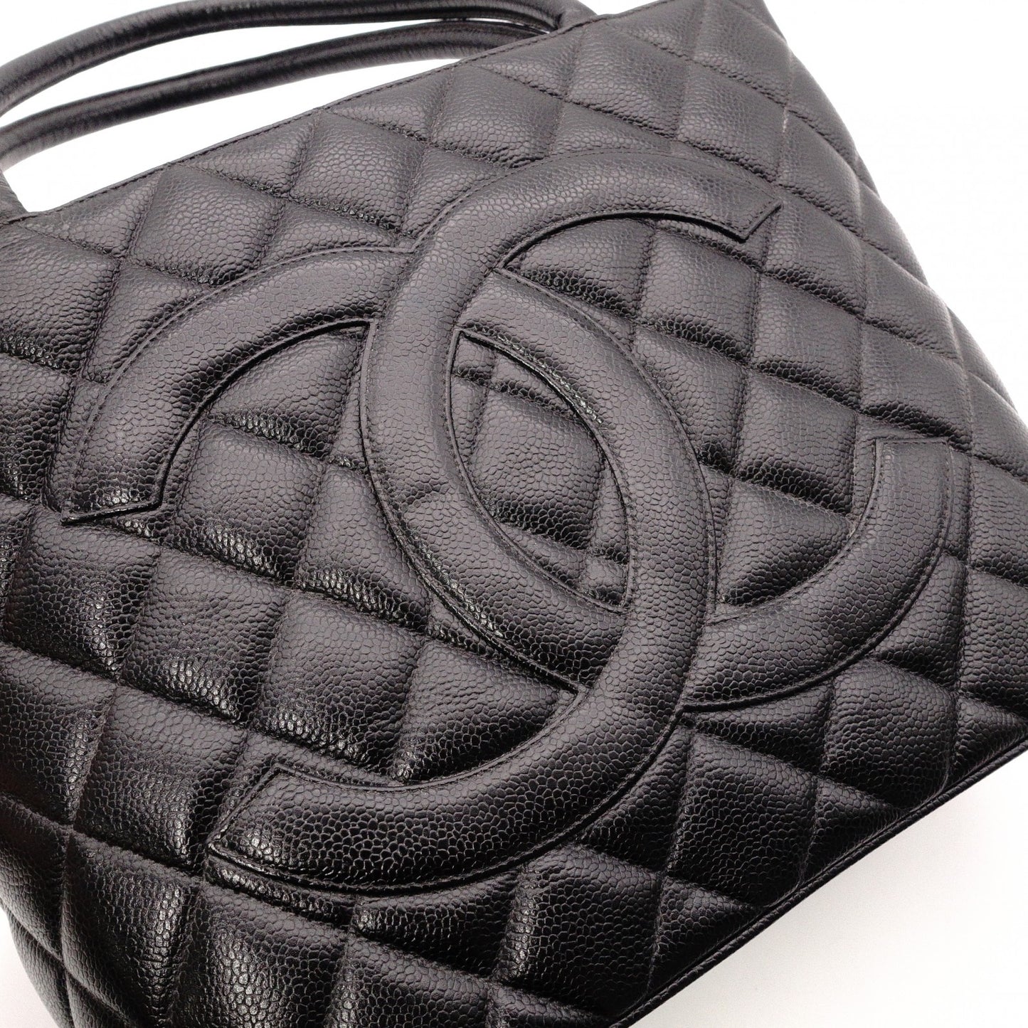 CHANEL Reissue Tote, Caviar Leather, Matelassé Tote Bag, Silver Hardware, Black