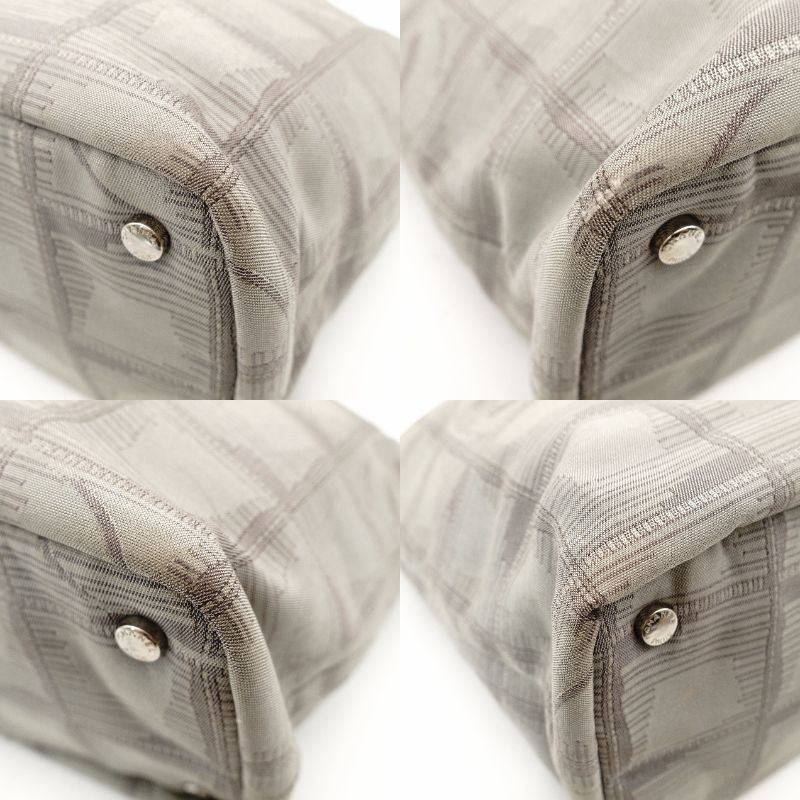 CHANEL New Neutra Tote Bag Nylon Gray Shoulder Bag Leather 7-10-379