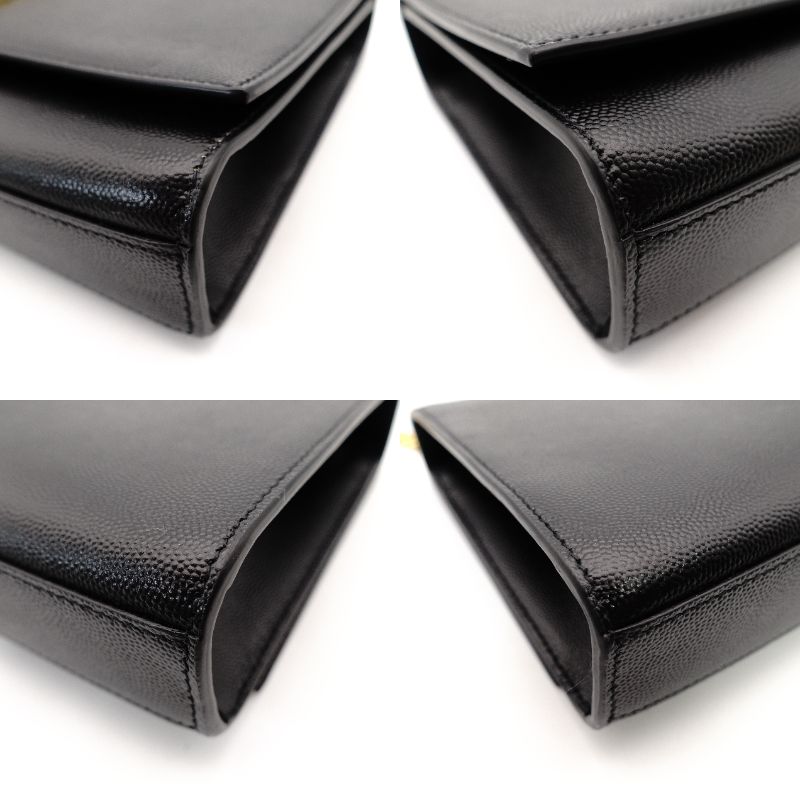 Saint Laurent Kate Medium Chain Shoulder Bag Black Leather Black Gold Hardware Crossbody 7-11-825