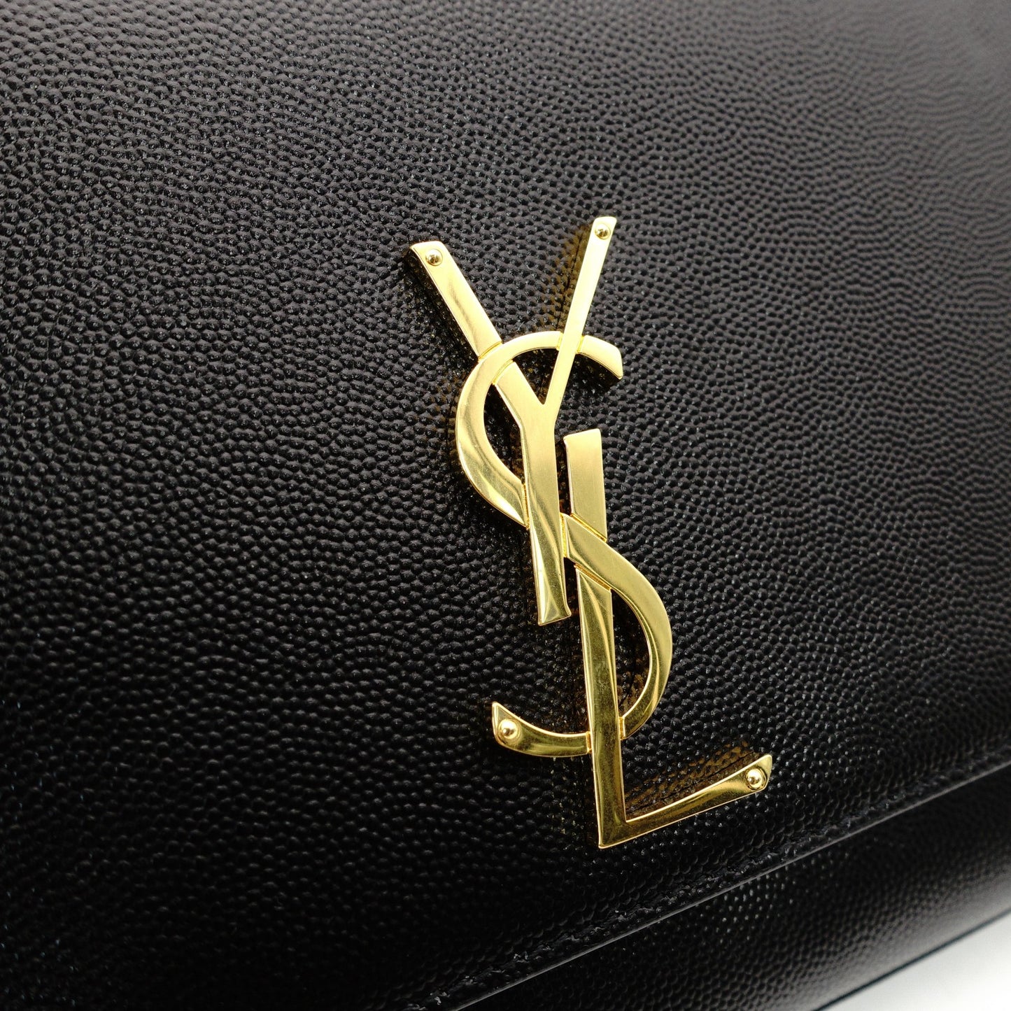 Saint Laurent Kate Medium Chain Shoulder Bag Black Leather Black Gold Hardware Crossbody 7-11-825