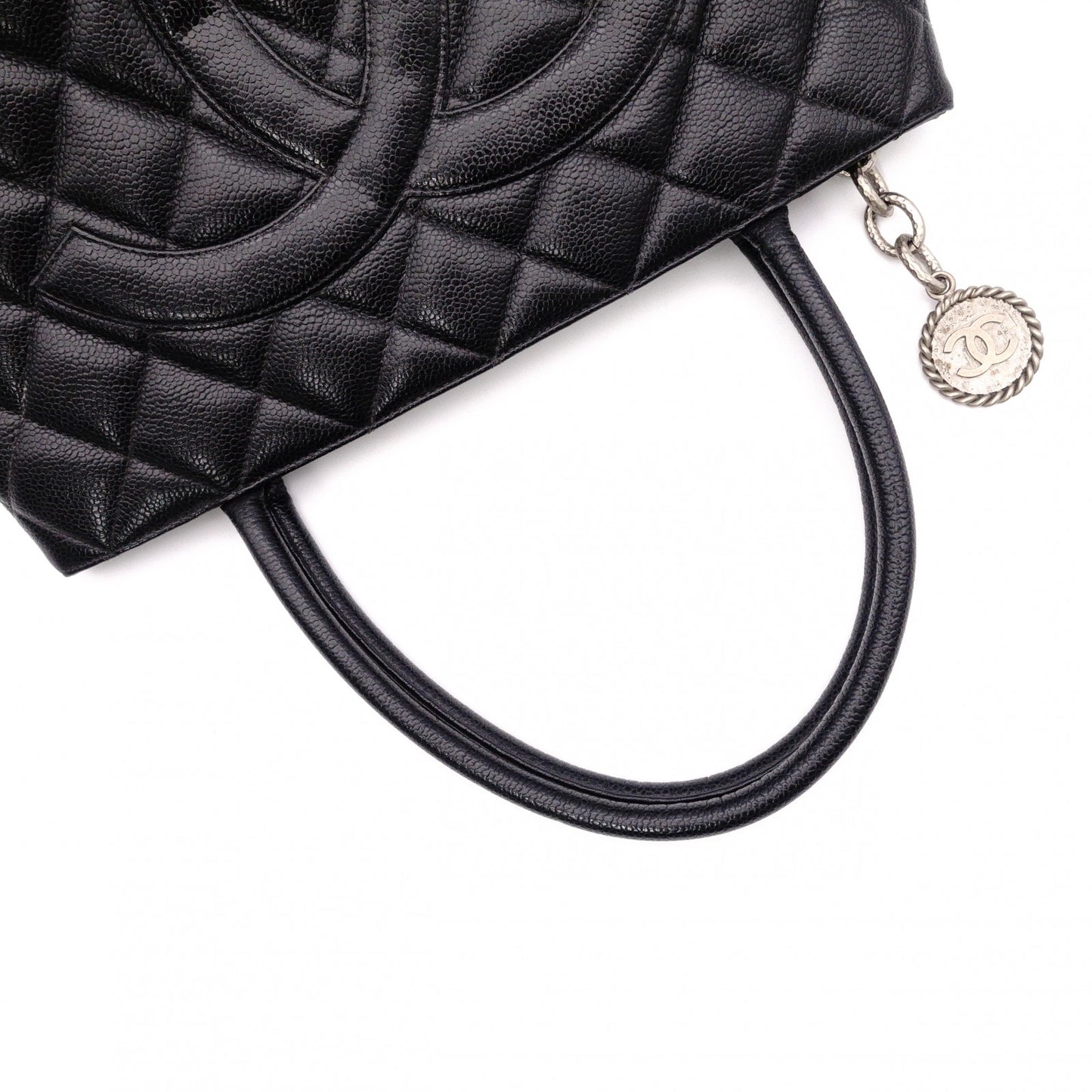 CHANEL Reissue Tote, Caviar Leather, Matelassé Tote Bag, Silver Hardware, Black